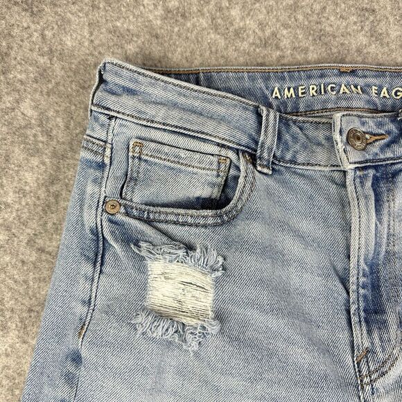 American Eagle Jeans Womens 4 Regular Blue Distressed Mom Medium Wash Denim - Picture 7 of 16